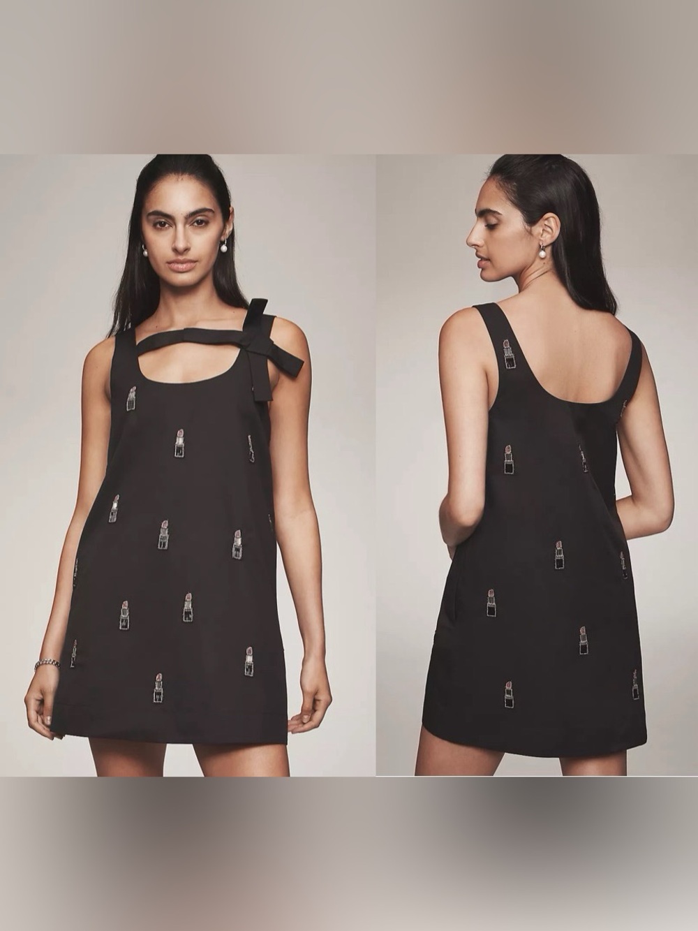 NWT MAEVE/ANTHROPOLOGIE SLEEVELESS BOW SHIFT DRESS 2X QUIET ELEGANCE, STUNNING!